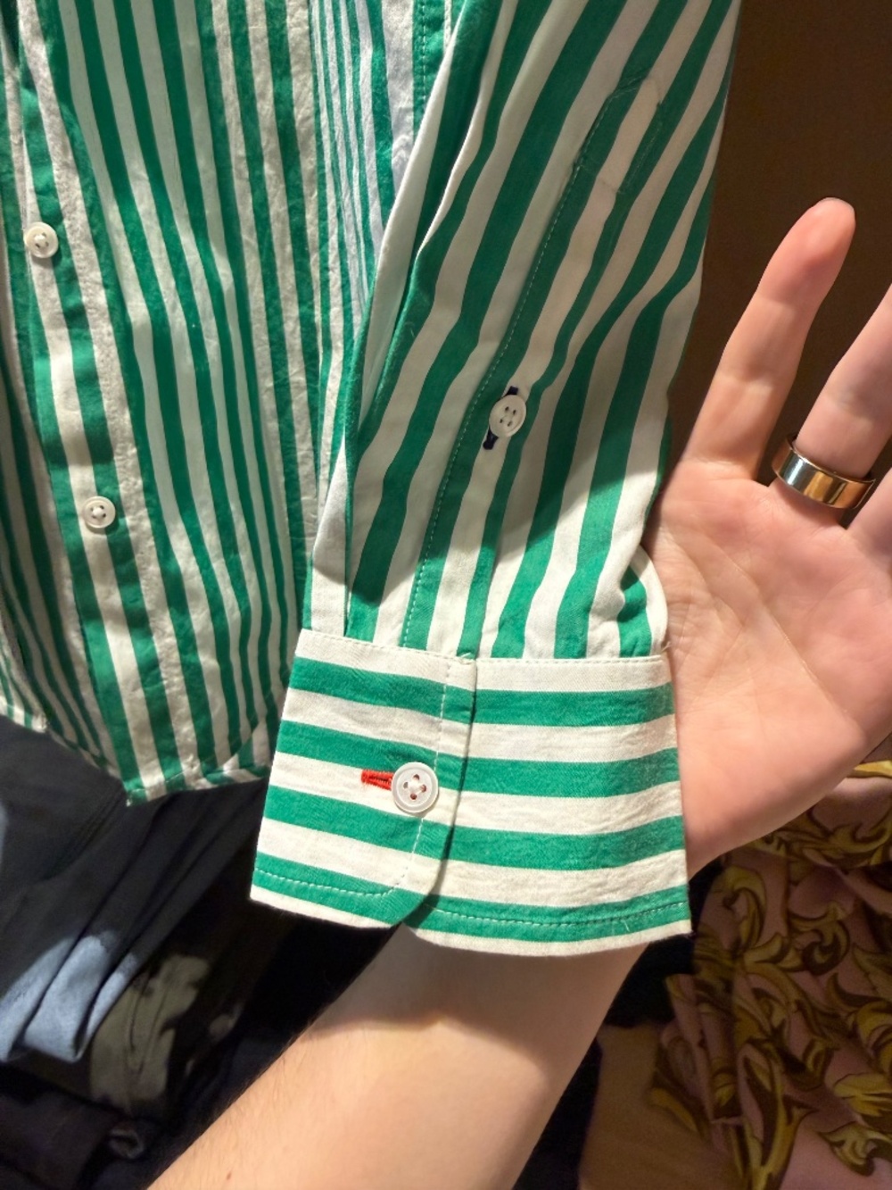 Claire V Green and White Striped Button Down Shirt - Picture 10 of 13